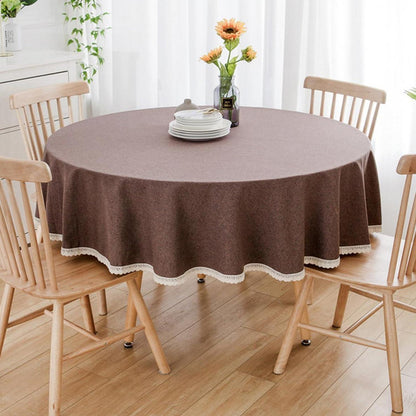 Runde Baumwoll-Leinen Tischdecke Dunkelbraun 90 cm