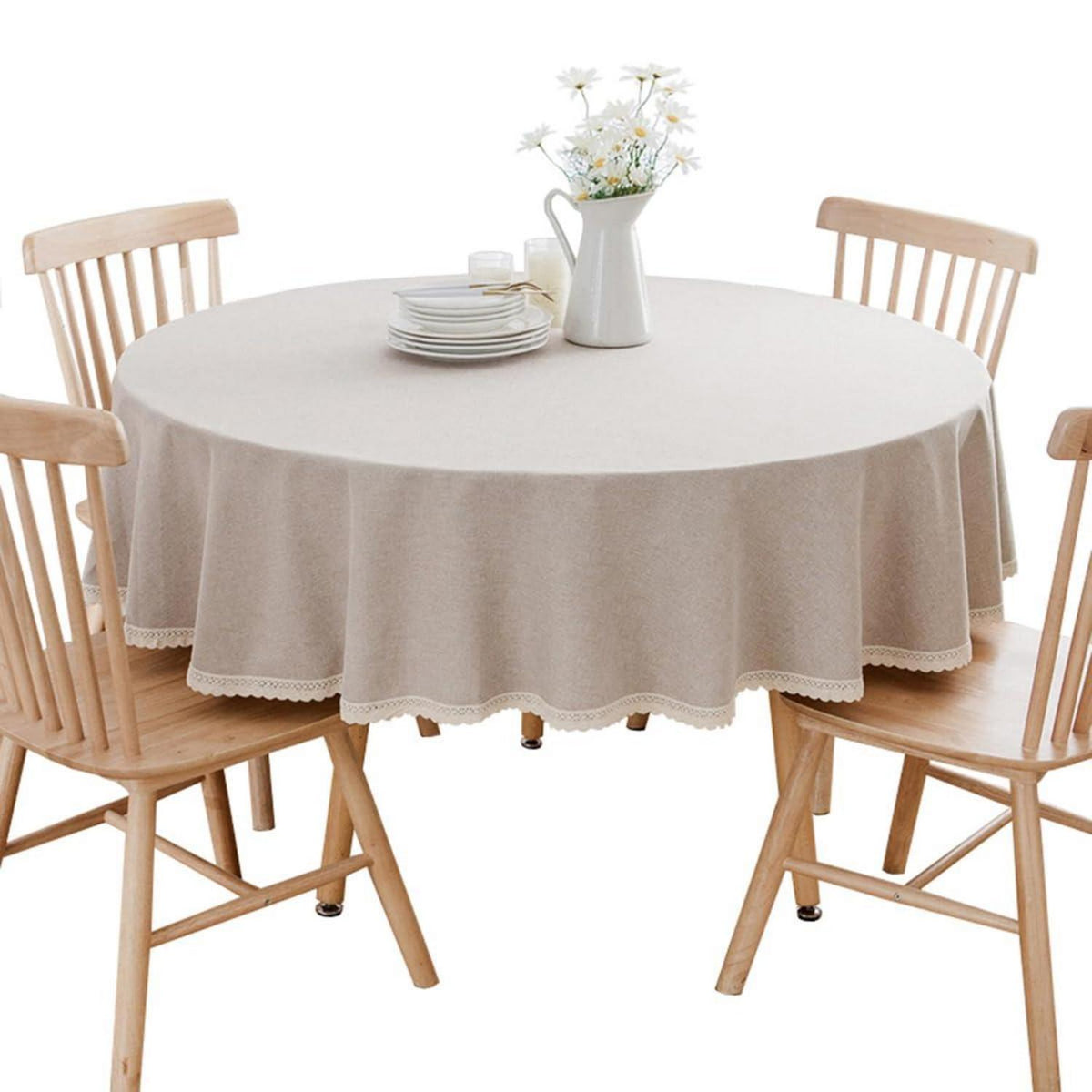 Runde Baumwollleinen Tischdecke Kaki 280 cm – Schutz & Stil