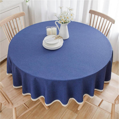 Runde Baumwollleinen Tischdecke Dunkelblau 280 cm