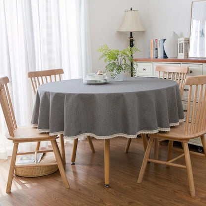 Runde Baumwollleinen Tischdecke 280cm Dunkelgrau