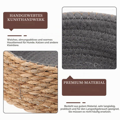 Rundes Haustierbett aus Weidenkorb – Atmungsaktiv & Komfortabel