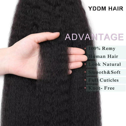 Echthaar Tape Extensions Schwarz Kinky Straight 24 Zoll