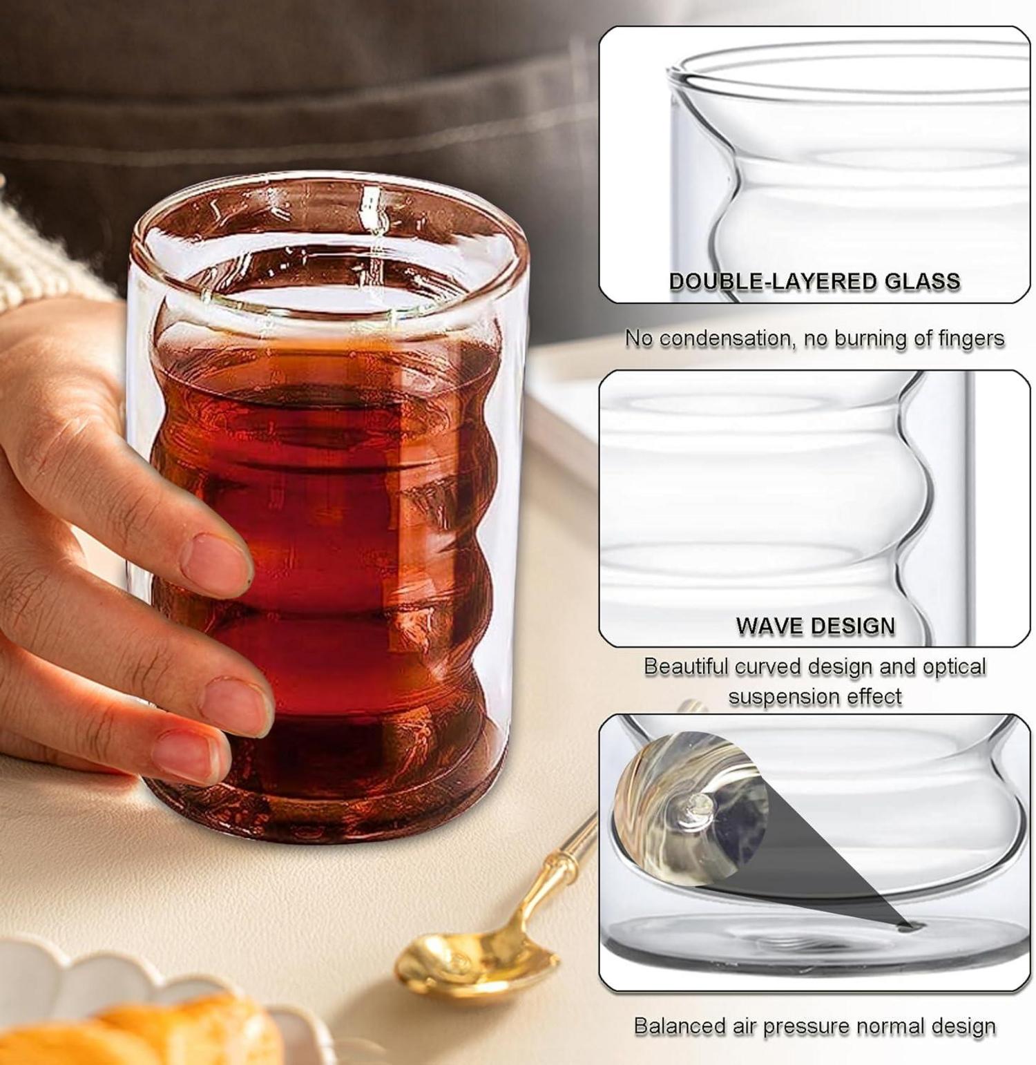 Latte Macchiato Gläser Set doppelwandig 400ml 2 Löffel