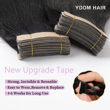 Echthaar Tape Extensions Schwarz 26 Zoll (50g)