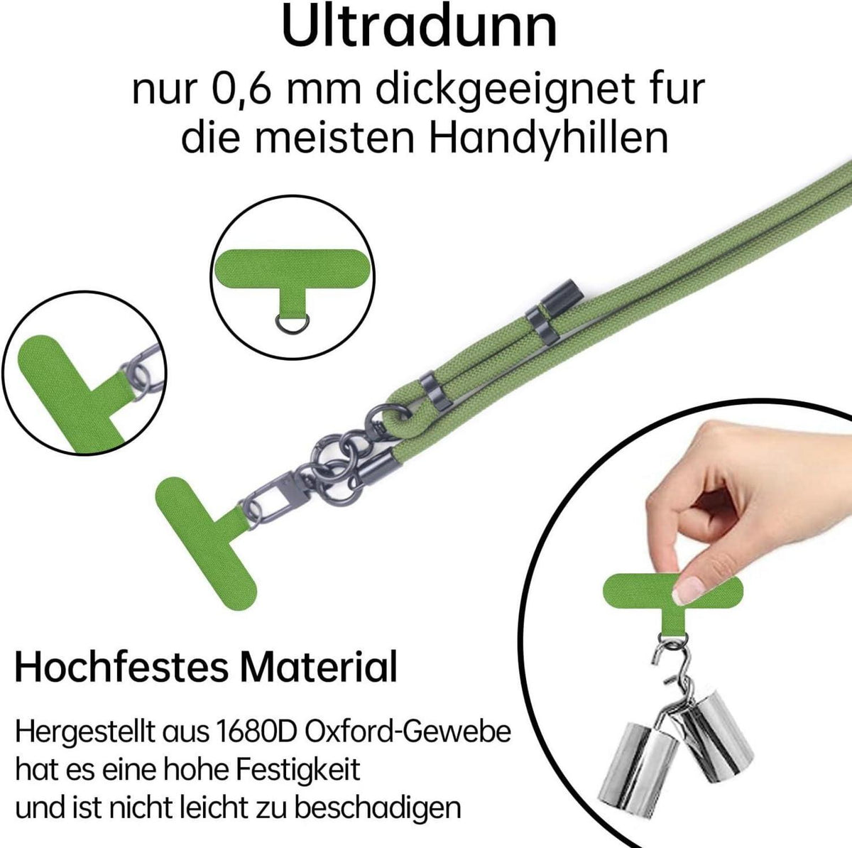 Handykette für Outdoor Umhängen Universal Smartphone dunkelgrün