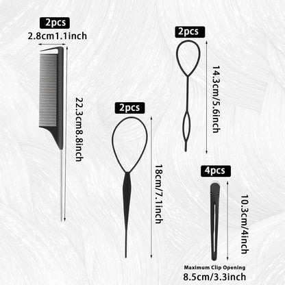 10-teiliges Haar Styling Kamm Set für Frisuren & Zöpfe