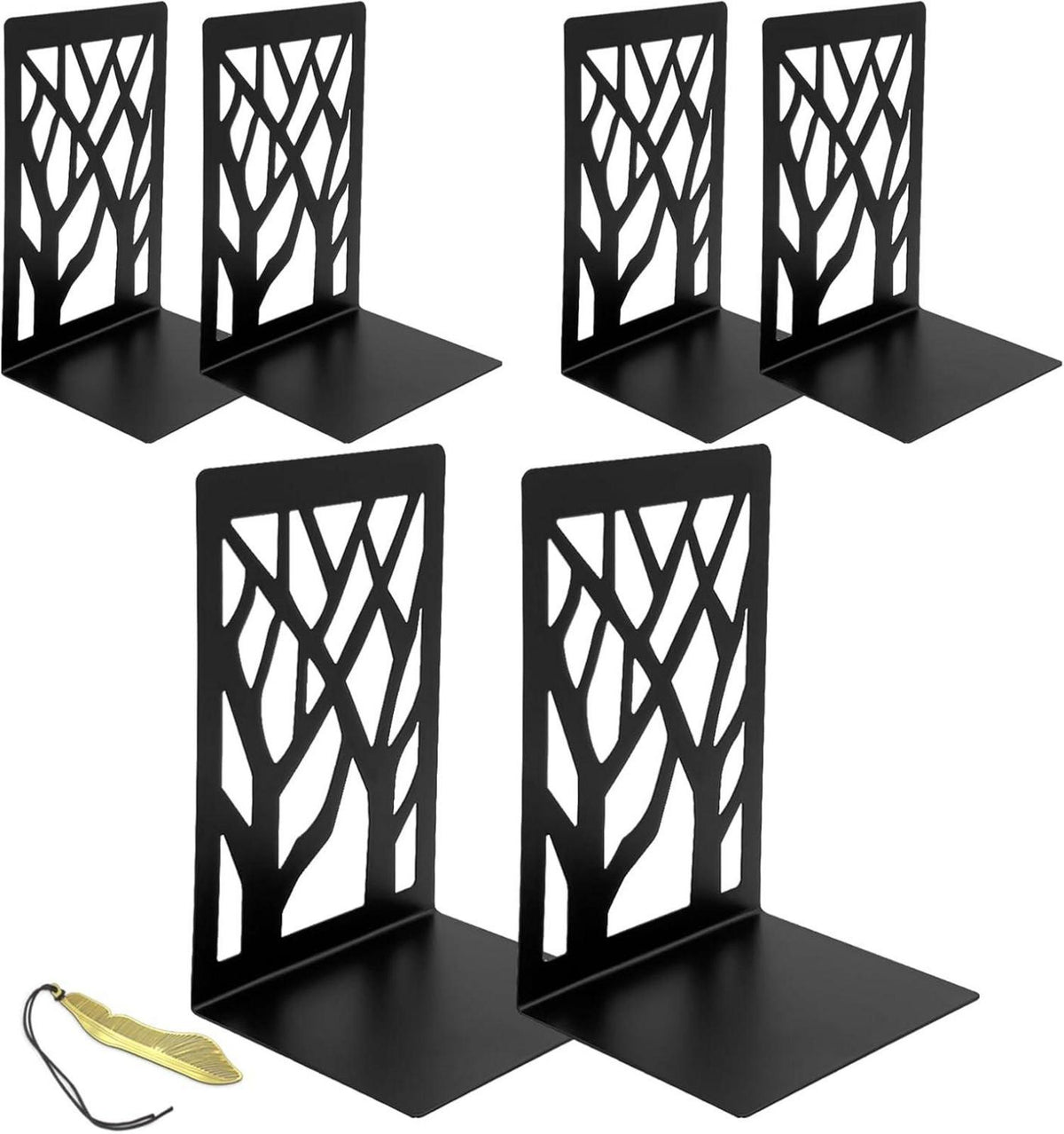Moderne Schwarze Metall-Buchstützen 3 Paar für Regal & Organisation