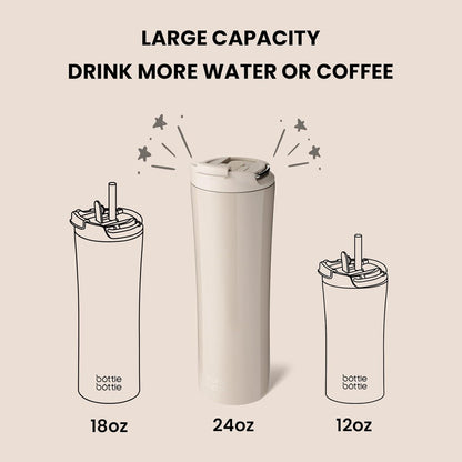 Isolierter Kaffeebecher 680ml mit Deckel, Strohhalm, Griff