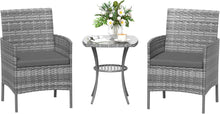 Rattan Gartenmöbel Set 3 teilig Wetterfest Grau