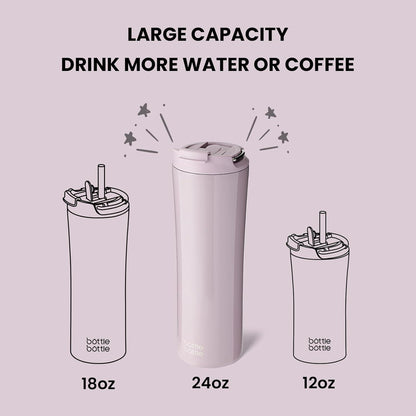 Isolierter Kaffeebecher 680 ml mit Deckel und Strohhalm