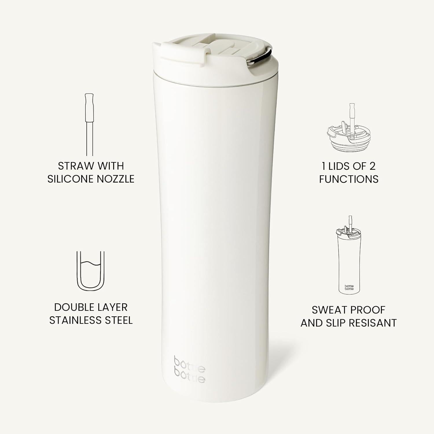 Isolierter Kaffeebecher 680ml mit Strohhalm und Griff