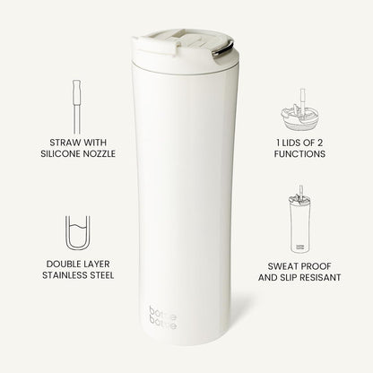 Isolierter Kaffeebecher 680ml mit Strohhalm und Griff