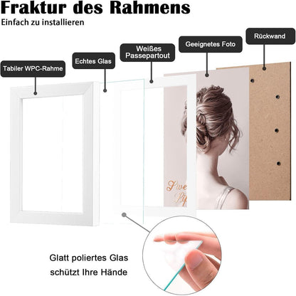 Egofine Bilderrahmen 13x18 cm Weiß 6er-Set mit Echtglas