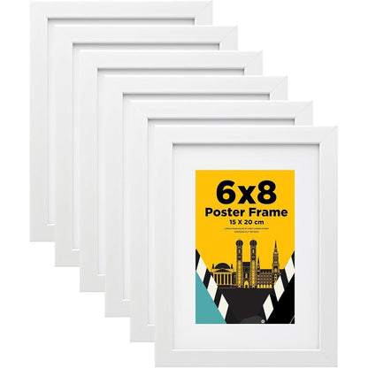 Bilderrahmen 15x20 cm Weiß 6er-Set Holzrahmen Echtglas