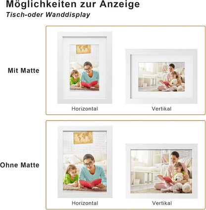 Bilderrahmen 15 x 20 cm Holzrahmen 6er-Set Weiß Echtglas