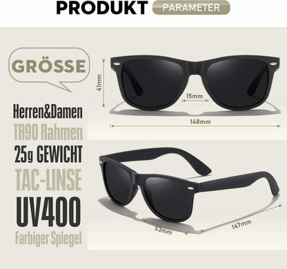 wearPro Polarisierte Retro Sonnenbrille UV400 Schutz – Unisex Vintage Brille