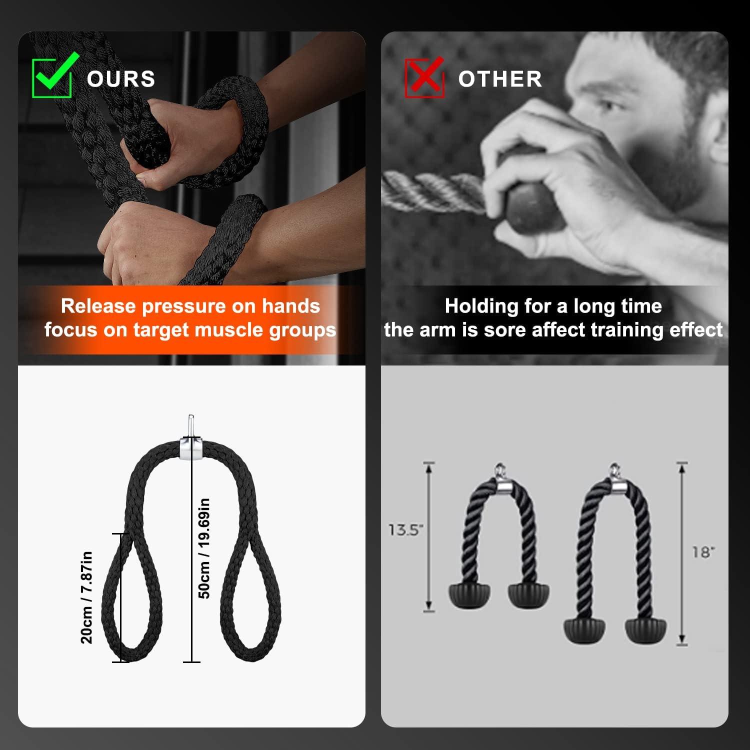 Trizepsseil gedrehtes Seil rutschfeste Griffe Fitnessstudio Hause