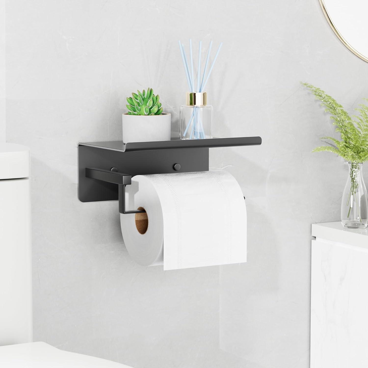 Klopapierhalter Schwarz Selbstklebend Toilettenpapierhalter Ablage