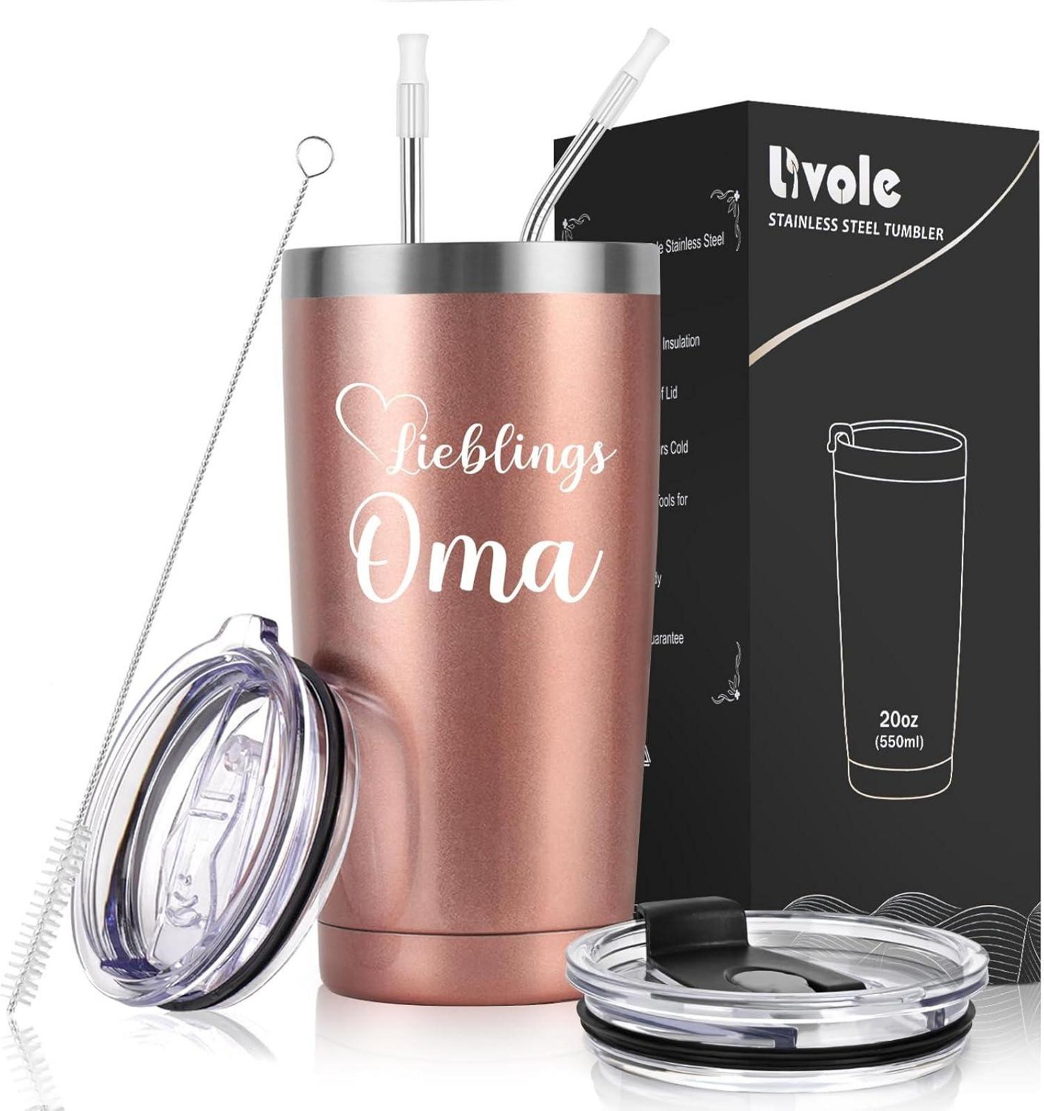 Livole Oma Geschenkideen 600ml Isolierter Kaffeebecher