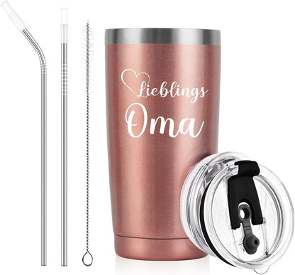 Isolierter Kaffeebecher 600ml - Thermobecher Lieblings Oma - Geschenk für Oma, Großmutter - Weihnachtsgeschenke