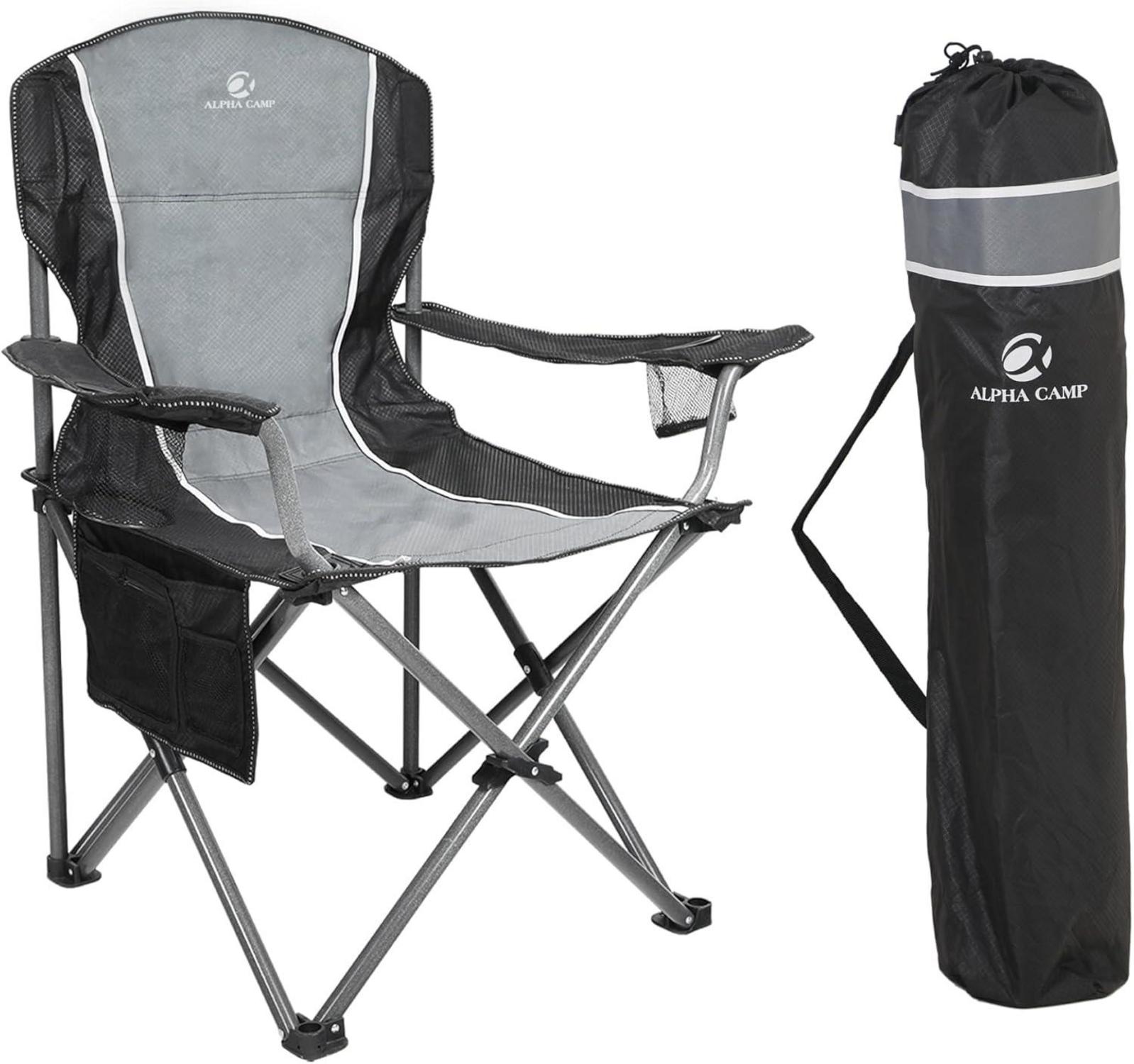 Faltbarer XL Campingstuhl mit Getränkehaltern und Tragetasche