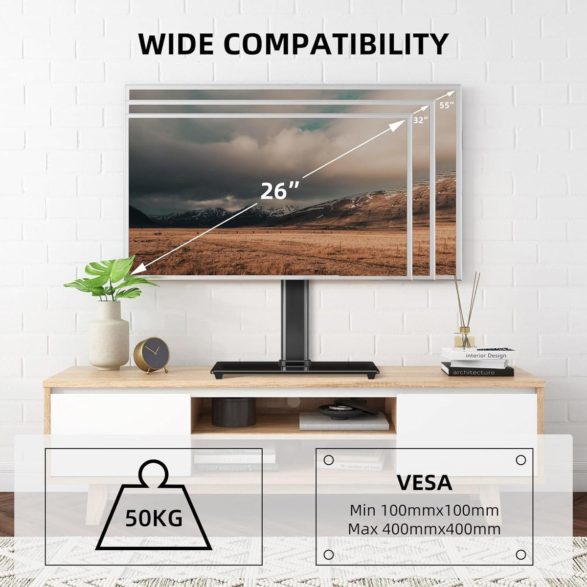 TV Ständer Schwenkbar 26-55 Zoll LED OLED 50 KG VESA 400x400mm TS202