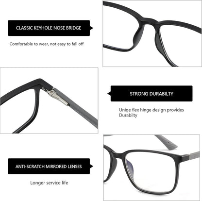 Blaulichtfilter Lesebrille Herren Eckige Rahmen Anti-Glanz