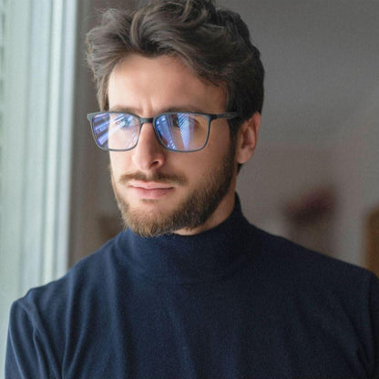 Blaulichtfilter Lesebrille Herren Eckig Computerbrille 0.0 Dioptrien