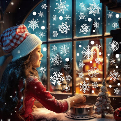 Fensterbilder Weihnachten Rentiere Schneeflocken 196 Stück 9 Bögen PVC Haftend