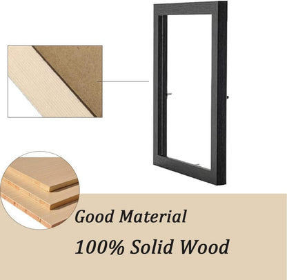 DTXDTech A4 Bilderrahmen Schwarz Holz Rahmen 21x30 cm Passepartout Zertifikatrahmen