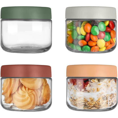 Overnight Oats Gläser 300ml 4er Set mit Schraubdeckel