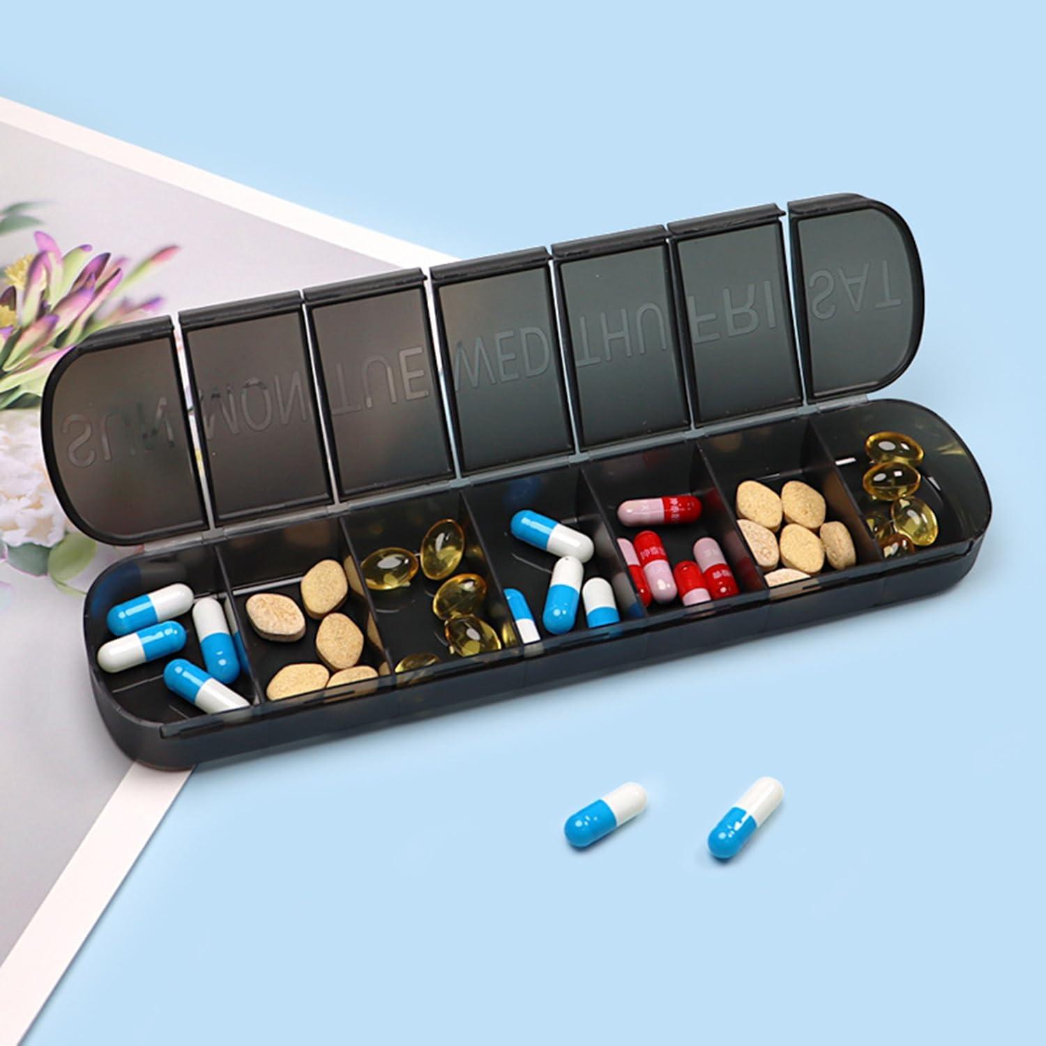 Tablettenbox 7 Tage Pillenbox Medikamentenbox Schwarz