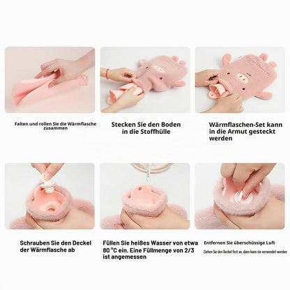 1L Wärmflasche mit Plüschbezug – Winterwärme & Geschenkidee