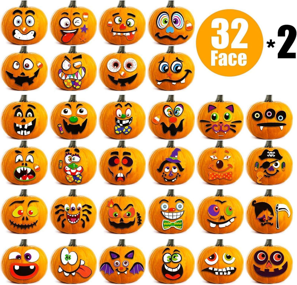 Halloween Kürbis Aufkleber Selbstklebend Bastelset 32 Stück