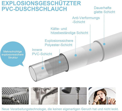 OFFO PVC Duschschlauch 1,5m Hochdruck Ersatz