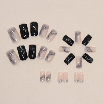 24 Stück Dunkelblaue Künstliche Nägel Acryl Press on Nails mit Nagelkleber
