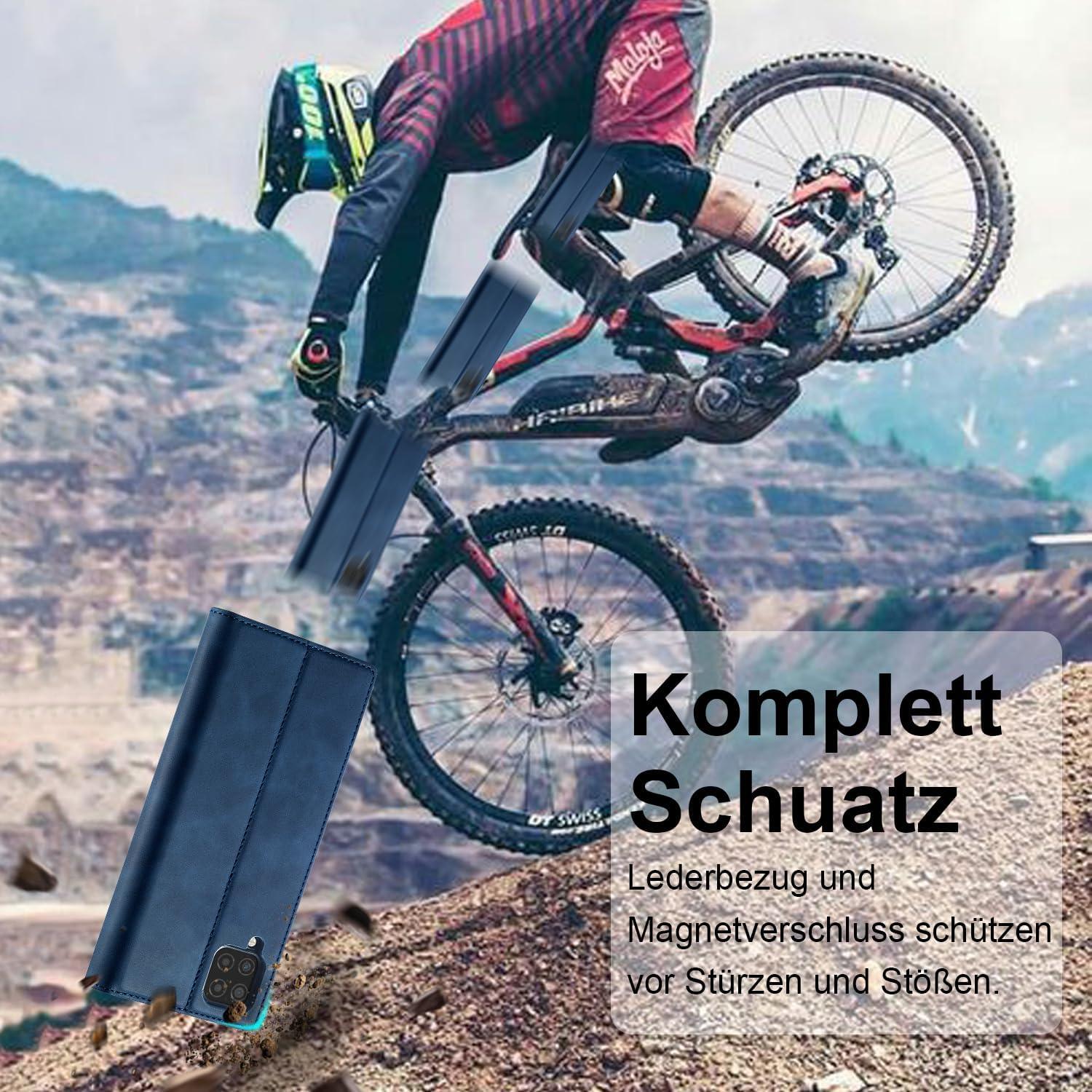Handyhülle Samsung Galaxy A12 M12 Leder Schutzhülle Wallet Blau