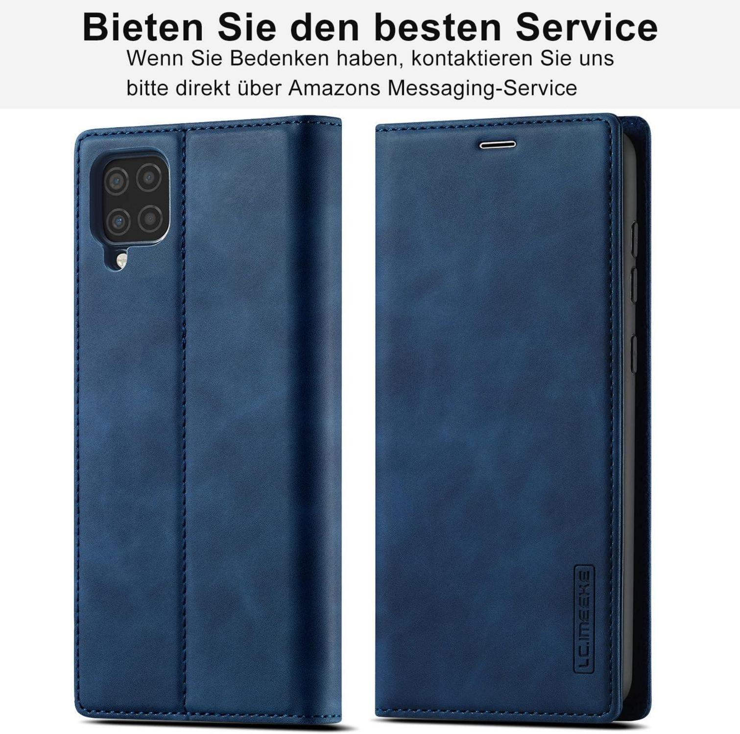 Handyhülle Samsung Galaxy A12 M12 Leder Schutzhülle Wallet Blau