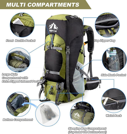 Night Cat Trekkingrucksack 90L Damen Herren Camping Wandern Klettern