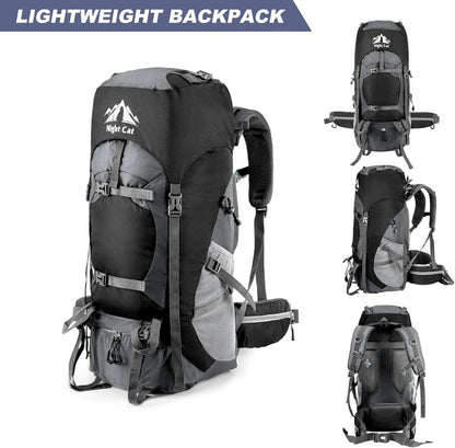 Night Cat Trekkingrucksack 90L Schwarz Atmungsaktiv Wanderrucksack