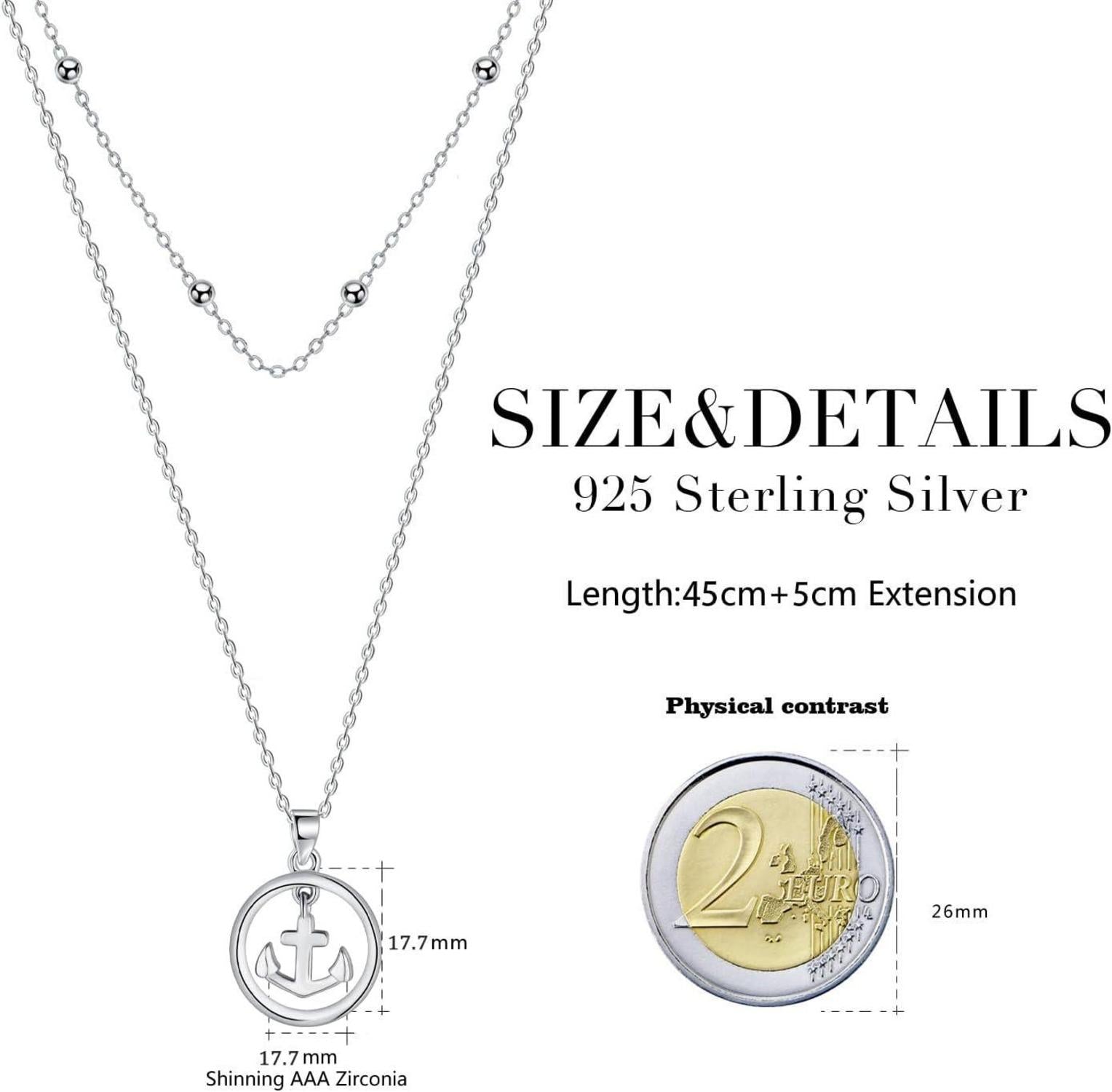 Damen Halskette 925 Silber Anker Charm Geschenk für Mutter Freundin