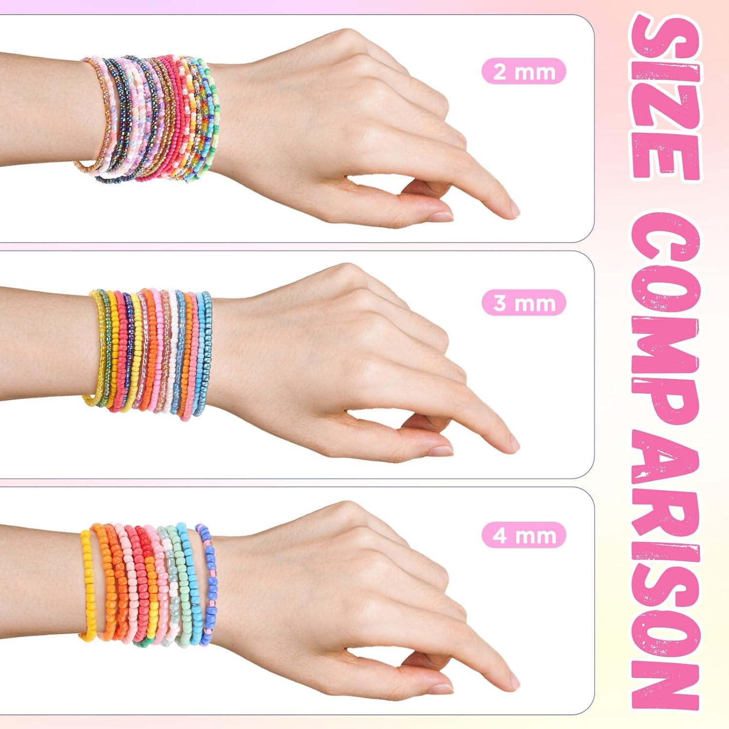 Funtopia Perlen Armband Set 120 Farben 3mm DIY Mädchen Glasperlen Charms