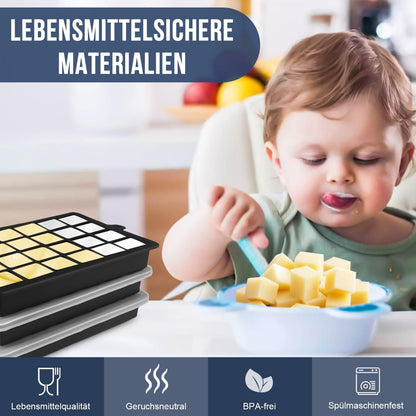 Walfos Eiswürfelform Silikon mit Deckel 24-Loch Tabletts BPA-frei