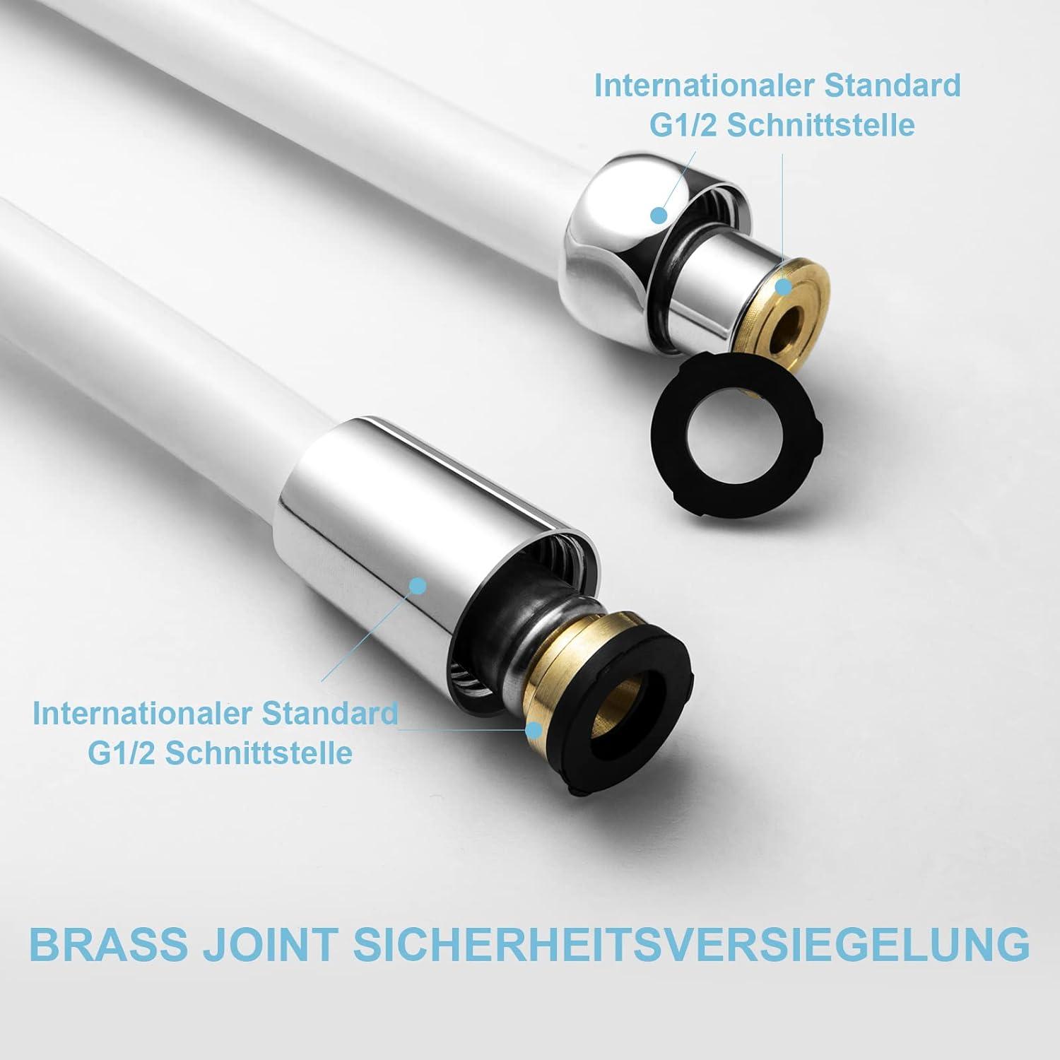 Hochwertiger PVC Brauseschlauch 1,8m Weiß Duschschlauch Hochdruck