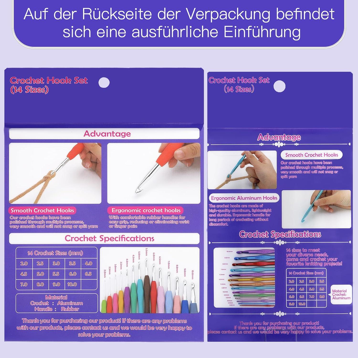 76-teiliges Häkelset mit ergonomischen Nadeln & Markierern