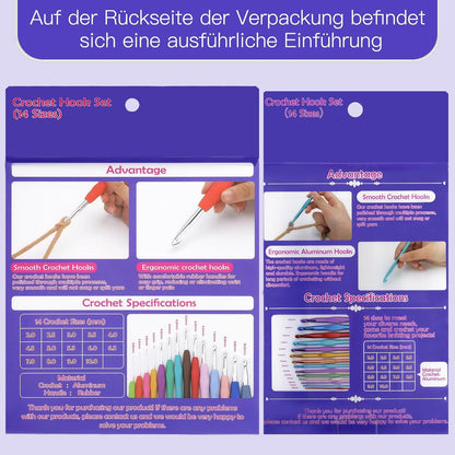 76-teiliges Häkelset mit ergonomischen Nadeln & Markierern