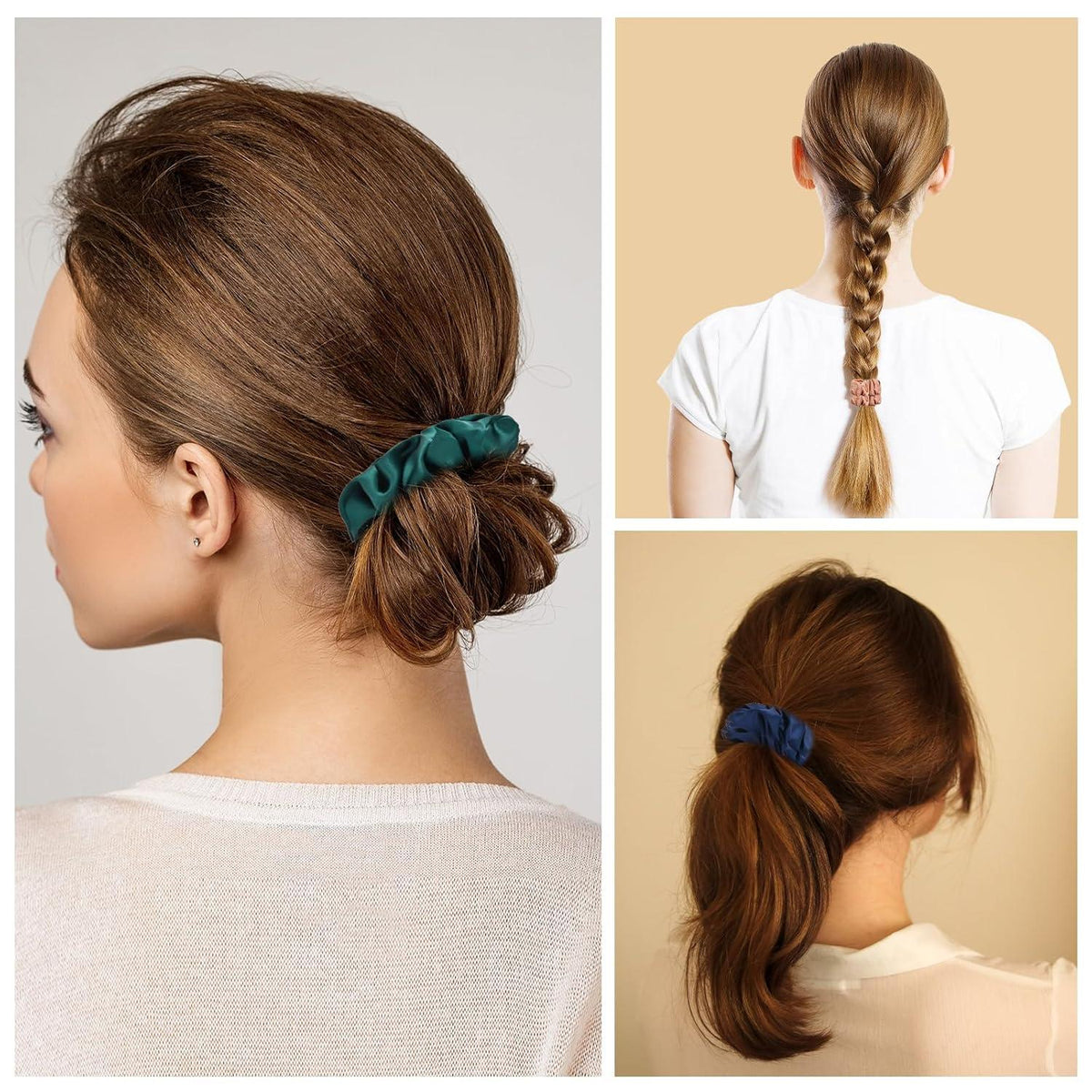 8er Set Seide Scrunchies Damen Satin Haargummis 8 Farben Haarschmuck