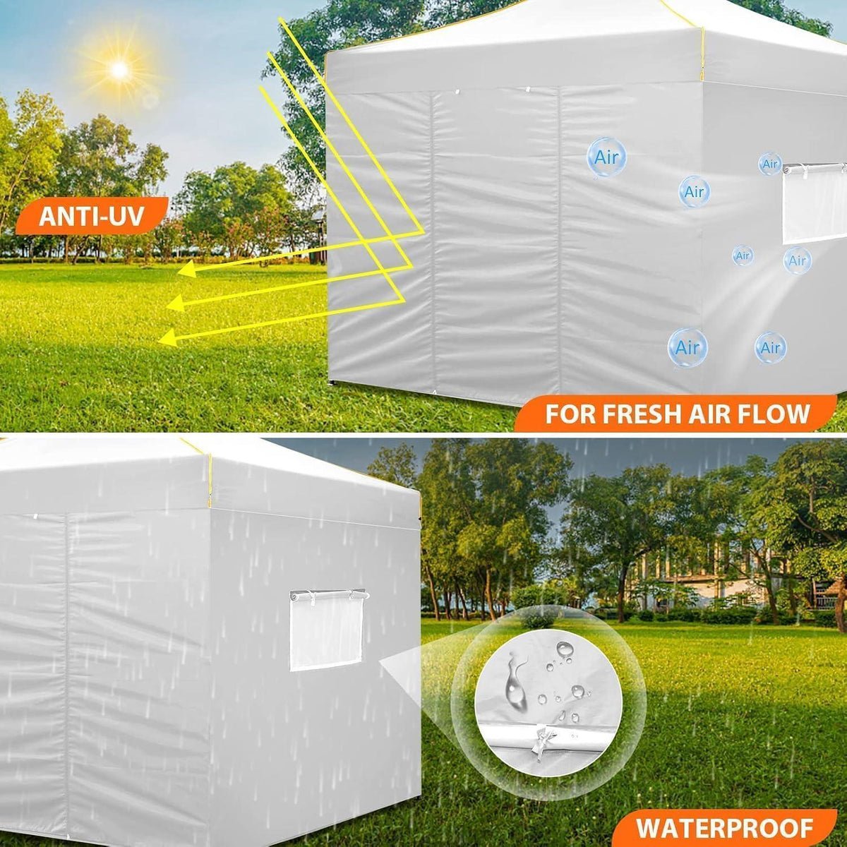 3x3m Pavillon wasserdicht, winterfest mit Seitenteilen