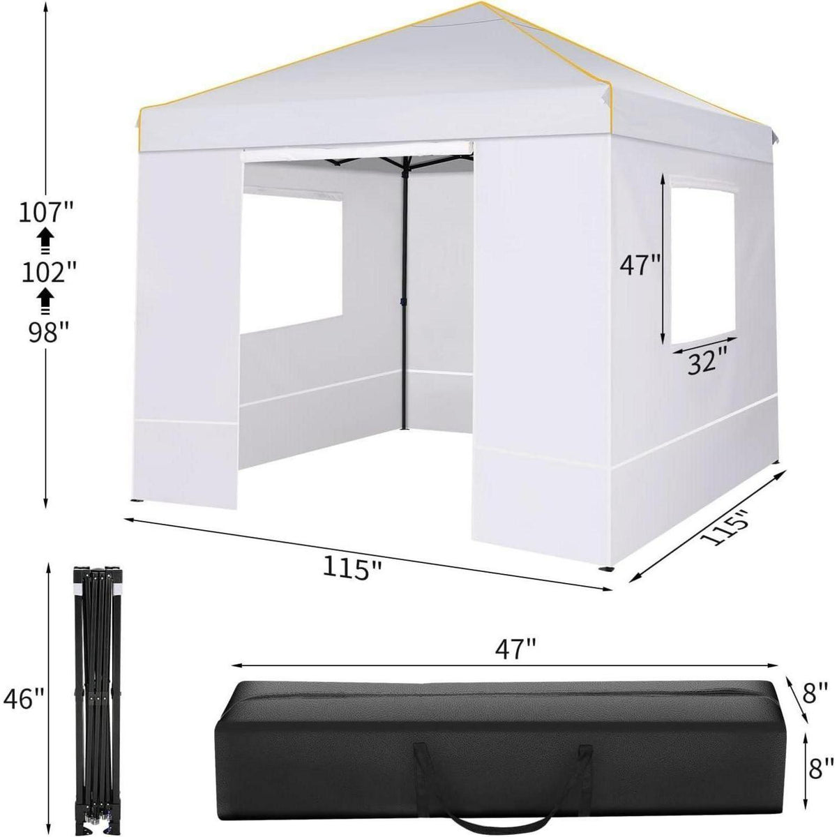 3x3m Pavillon wasserdicht, winterfest mit Seitenteilen