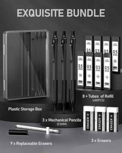 Druckbleistift-Set 0,5 mm mit Etui, 480 Stück